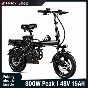 Folding Electric Bicycle 800W Peak Power 48V 15Ah Battery Foldable Design for Daily Commutes & Urban Adventures with Reliable Disc Brakes and Ergonomic Comfort Bike Seat Dual ebike built-in electric bike e-bike adult