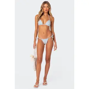 Edikted Women's Didi Distressed Denim String Bikini Bottom