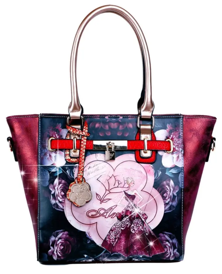 Fashion Art Print Tote Bag for Women | Floral Shoulder Handbag | Large Everyday Purse