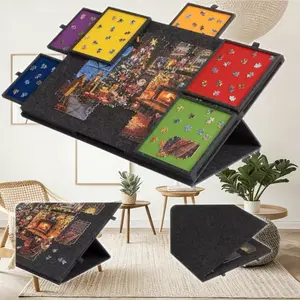 1000pcs Portable Puzzle Table, 6-Color Drawer Organizer with Tile Storage, Felt Surface Game Table, Protective Lid Storage System, Lightweight Puzzle Organizer for Adults, Spacious Family Game Board, Gift for Puzzle Lovers