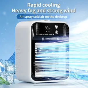 Mist fan，Multifunctional Cooling Fan, Portable Fan Table Fan Personal with 2 Speeds & 2 Mist Modes, Rechargeable Air Cooler with 3000mah Battery, Summer Gift