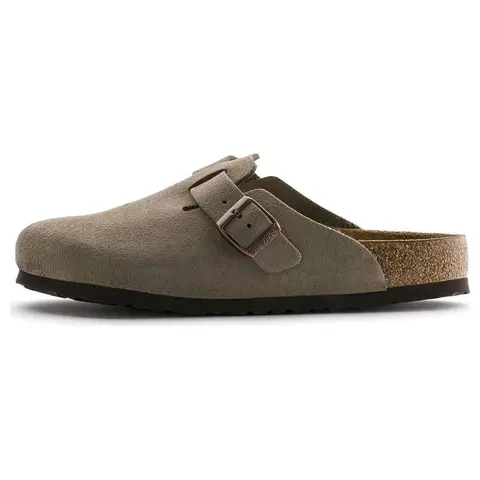 Birkenstock Boston Soft Footbed Suede Taupe Comfort Slippers Unisex 0560771