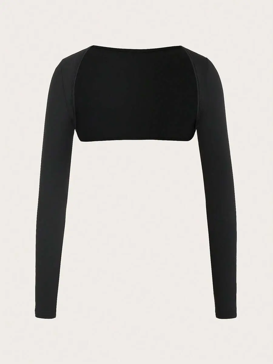 LUNA LAYER Womens Solid Color Backless Boat Neck Short Sleeve Top Micro Crop Casual Fall Daily Slim Fit High Stretch Knitted Shirt