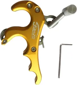 JIANZD Archery Compound Bow Release - 4-FingerThumb Release Aid for Compound Bows, Bowfishing &Hunting (Black Silver)