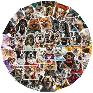 50-Piece PET Clear Funny Dog Portrait Cartoon Stickers - Phone Case, Scrapbooking, Luggage Decals (Removable)