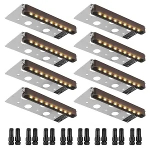 VEVOR Dimmable Deck Lights, 3W 12V - 24V LED, IP66 Weather - Resistant Outdoor Wall Lighting, 3000K Warm Illumination for Steps, Stairs, Railings, and Fences, Includes Connectors (12 Pack, Soft White)VEVOR Super Brand Day