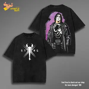 WWE STING Washed T-Shirt | Vintage Graphic Design | Iconic Wrestling Print | Classic Fan Apparel Cotton Fabric