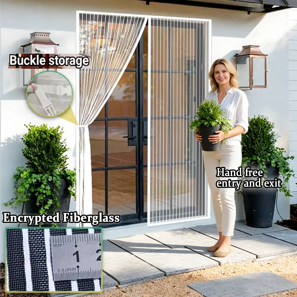AIYYIPA Summer Magnetic Mesh Screen Door - Heavy Duty Fiberglass, Hands-Free, Pet Scratch-Resistant, Privacy Screen, Easy Installation for Home, Balcony Use, Bug Free Home, Doors, Gates, Casual