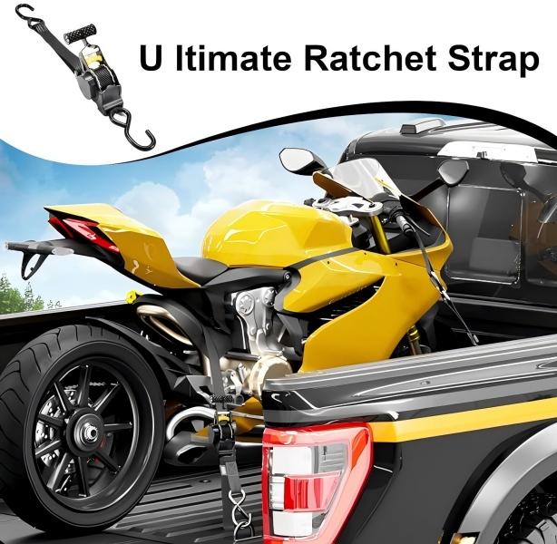 Heavy Duty Retractable Ratchet Tie Down Strap | 1in x 11ft Self Retracting Ratchet Strap with S Hooks for Truck Trailer ATV Motorcycle Cargo Securement