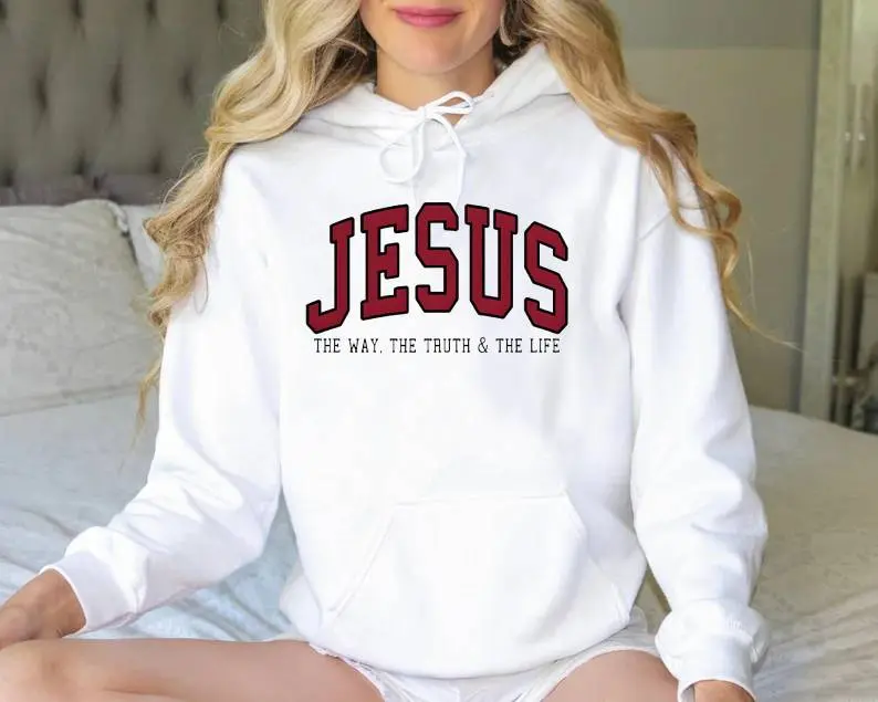 Jesus The Way The Truth The Life Letter Printed Women Graphic Hoodies 2025 Pullover Printed Unisex Casual Hoodie