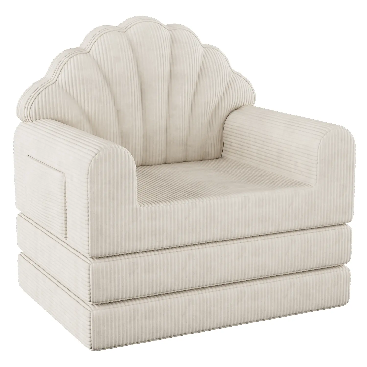 Folding Sofa Bed, 2-in-1 Convertible Futon Sleeper Chair, Beige