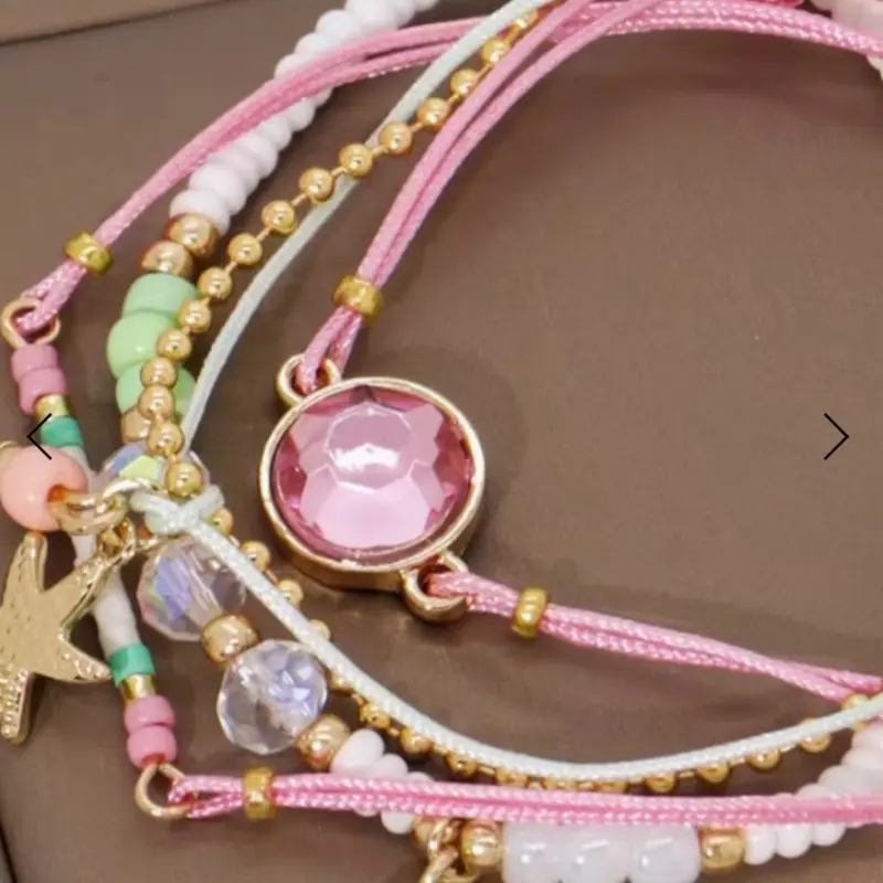 Women's Pink Beaded Bangle Bracelet with Playful Star Charm and Gold Accents, Fashion-Forward Jewelry for Daily Wear, Bead, Female, Choking Hazard Is A Small Ball, All Seasons