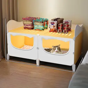 Cat Bed All-Season Closed Design, Summer Cooling Comfort, Two-Layer Villa Style, Suitable for Upper & Lower Bunk Beds, Kitten Condo