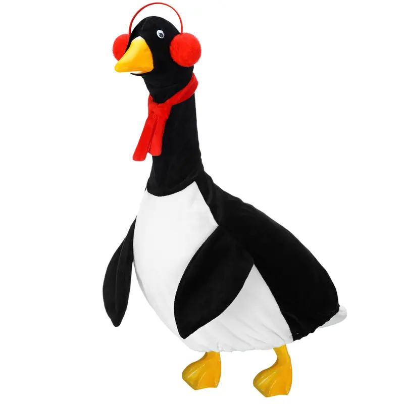 Christmas Penguin Porch Goose Outfit for 23 inch Plastic/ Cement Goose, Goose Costume Lawn Porch Goose Clothes for Outdoor Patio Yard Lawn Decoration