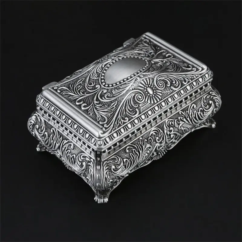 Vintage Jewelry, 1 Count Metal Elegant Jewelry Organizer Storage, Portable Storage Box For Home, Containers With Lids, Dust Proof Storage, Unique Furniture for Bedroom, Jewelry Storage Unit, Metal Jewelry Organiser