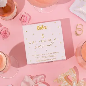 Art of Sucre Will You Be My Bridesmaid? Glitter Bombs - 4 Pack - Edible Glitter Cotton Candy Drink Toppings - Sweet Bombs for Magical & Sparkly Bubbly Beverages - Perfect Gift for Valentines