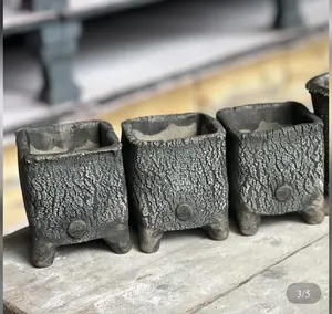 Handmade Ceramic Planter Pot Mini Square Succulent Pot, Jingdezhen Artisan Flower Pot for Cactus & Tiny Plants, Small Ceramic Planter 6×6×8cm, Aesthetic Desk Decor, Home Decoration Gift