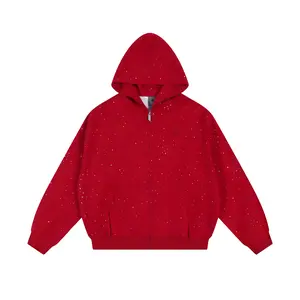 FDR Confetti Dot Rhinestone Star Zip Up Hoodie
