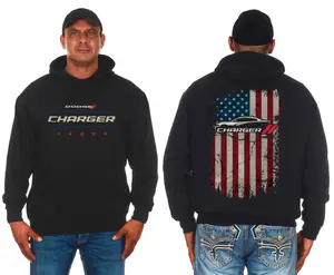 JH Design Men's Mopar Pullover Hoodie American Flag 2 Sided hoodie