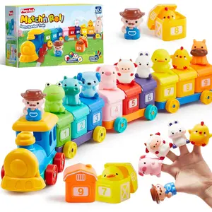 Learning Toy for Toddlers 1 2 3 Years Old, Counting, Matching & Sorting Montessori Learning Farm Train Including 9 Farm Animals, Birthday Gift for Baby Boys Girls