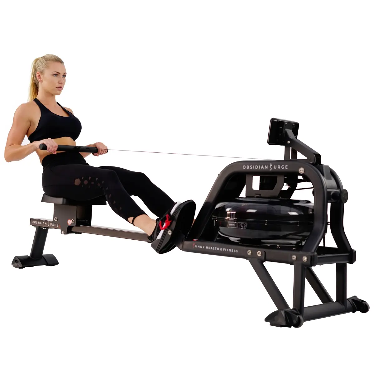 212 MAIN Obsidian Surge 500 Water Rower SF-RW5713 - Steel Exercise Machine with Molded Padded Seat, Durable Nylon Cloth Hook and Eye Straps, Unlimited Resistance, Rowing Machines, Nonslip, Nylon Strap, Batteries, Cardio Fitness, Water Resistance, Max Weig
