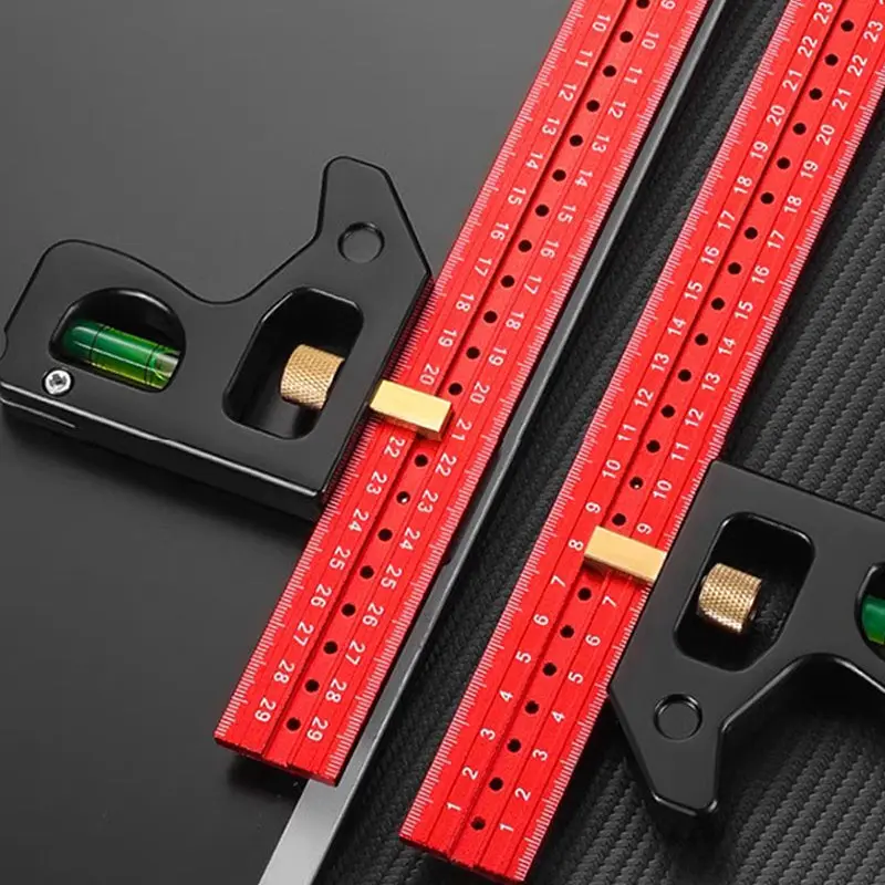 Combination Square Ruler Tool – 45° & 90° Angle Measuring Gauge with Adjustable Marking Guide, Precision Woodworking Ruler for Cutting, Layout, Carpentry, DIY Projects, Metalworking, Construction & Professional Workshop Use