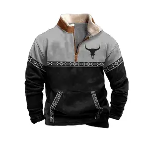 Comfortable Patchwork Horn Hoodie, Essential for Fall and Winter Trends