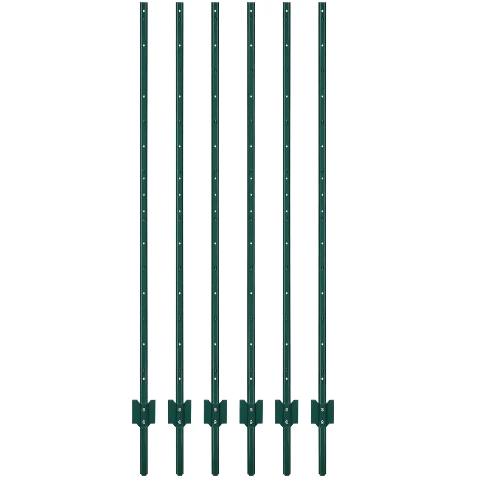 Garvee 7 ft Metal Fence Posts, Pack of 6, U-Channel No Digging Steel Stakes for Garden, Yard, Farm, and Outdoor Wire Fencing, Heavy Duty Green U Post, Easy to Install