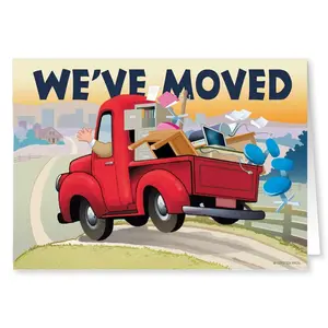 Stonehouse Collection | Red Truck We've Moved Change of Address Note Card Pack | 10 Cards & Envelopes