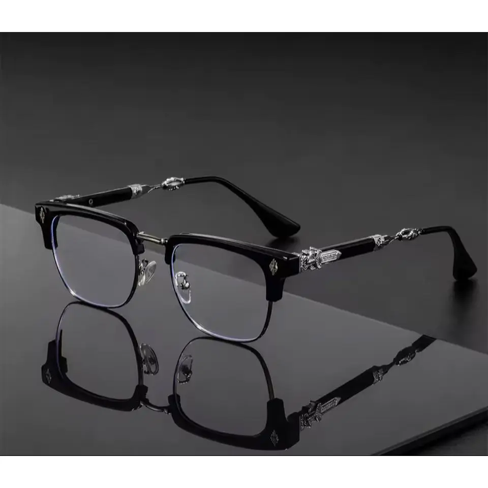 Vintage Cross Carving Glasses Unisex Luxury