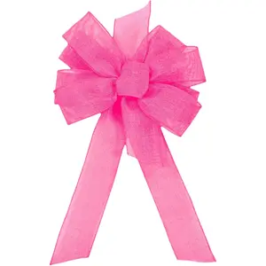 Burlap Ribbon Bow for Wreath Decoration,  Jute, 10 x 20 Inches (Hot )