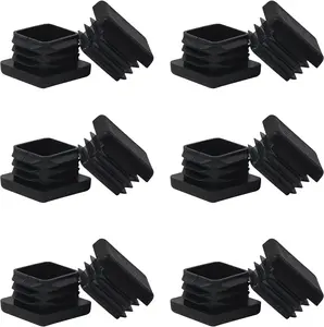 1 1x1 Square Tube End Cap Plastic Plugs 12 Pack, 1x1 1 Inch Square Tubing Plug 1x1 Tube End Caps Fence Post Pipe Cap Cover Tubing Insert Chair Glide Finishing Plugs, Black