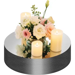 24PCS Round Mirror Centerpieces for Tables Decorations, 8" Circle Mirror Trays Plates for Centerpieces, Flat Mirror Base for Candles Flowers, Table Centerpiece Mirrors for Wedding Reception Decor