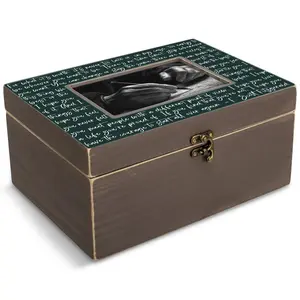 360 stand MDF Glass Photo Storage Organiser - Hinged Lid Jewelry Storage Box with "It Is Never Too Late" Design, Neutral Gender Home Organizer