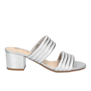 Bella Vita Womens Georgette Metallic Block Heeled Casual Sandals Casual Mid Heel 2-3" - Silver