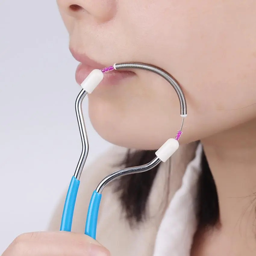 Portable Painless Facial Hair Remover Device with Spring Mechanism & Roller Applicator - for home & Travel Use, Painless Epilation for Eyebrows, Lips, Mustache, Chin, Facial Hair - Easy-Grip Handle & Metal Spring System
