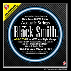 BLACKSMITH Acoustic 6 String Set, Nano-Carbon Coated 80/20 Bronze - Light 12-54