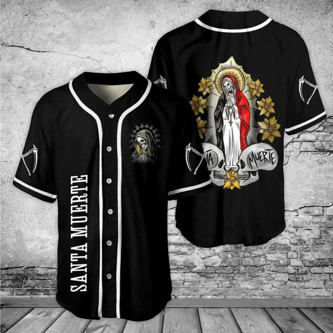 Comfimerch Sleep Token Baseball Jersey – Official Merch for FanSanta Muerte Mexican Baseball Jersey – Stylish Button-Down