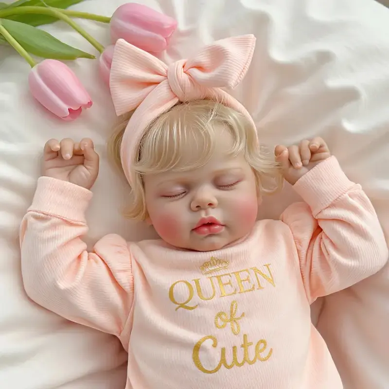 24in Lifelike Soft Reborn Baby Doll - Cloth & Vinyl Body, Blonde Hair, Poseable Arms Unisex Role Play Doll, Collectible Kids' Birthday Christmas Toy Gift