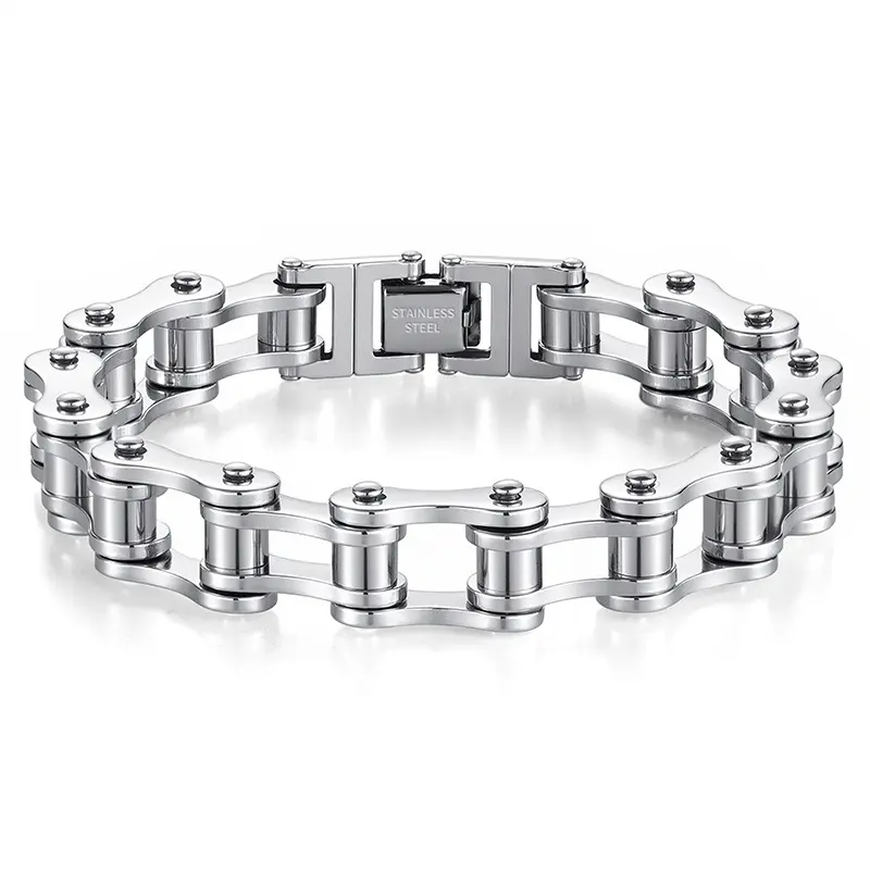Trendy Hip Hop Punk Motorcycle Chain Bracelet, Fashion Street Style Men's Versatile Link Bracelet, Cuban Link Bracelet, Stylish Jewelry Accessory(8.5inch)