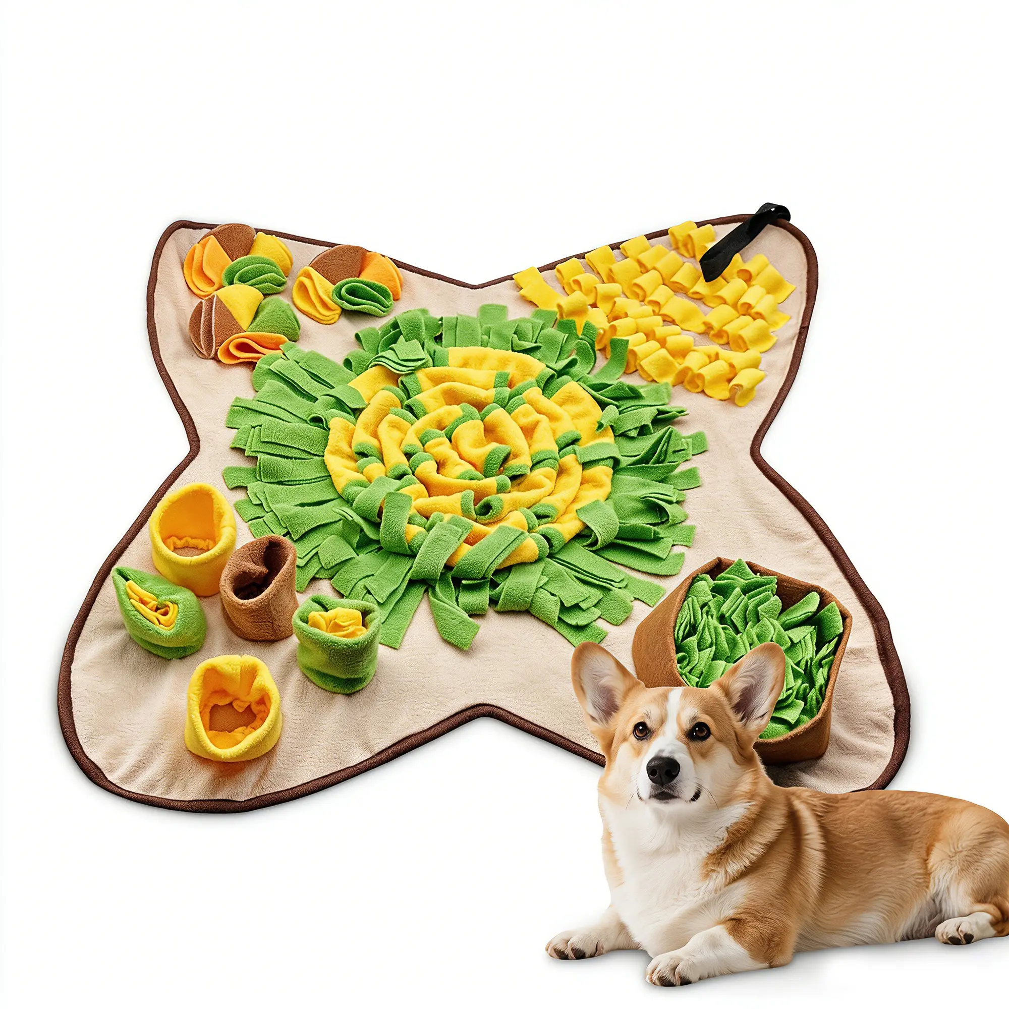 Large Dog Fabric Snuffle Mat - Interactive Foraging Slow Feeder, Enriching Mental Stimulation Nose Work Toy for Dogs & Cats