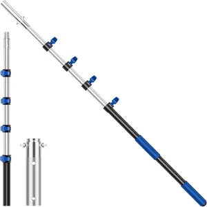 16FT Heavy Duty Upgraded Aluminum Telescopic Pool Pole, Extension Telescoping Tool for Above Ground/Inground Swimming Pool Cleaning, Fits Leaf Skimmer Brush Net Vacuum Mesh Accessories
