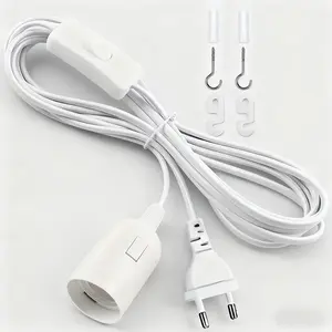 Eu Standard E27 Lamp Holder Wire 70.87inch with Switch Power Cable, DIY Lighting Accessories, No Bulb and Shade Included