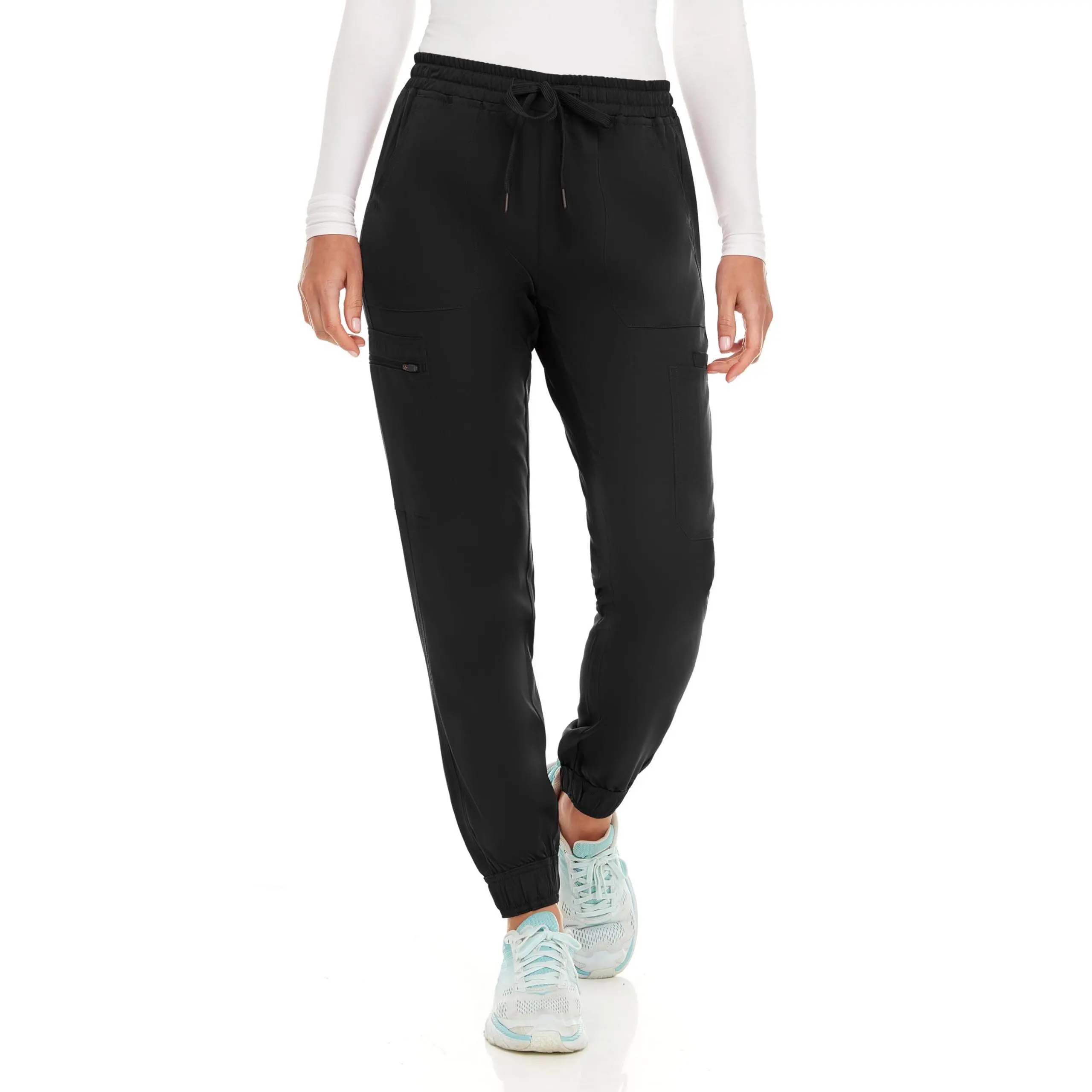MediChic Women's Seven Pocket Cargo Scrub Pants Joggers with 4-Way Stretch Scrubs, Easy Care for Women