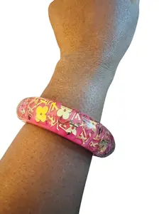 Pre-owned Polymer Bracelet Louis Vuitton Crystal Pink Gold Resin Monogram Inclusion GM #286