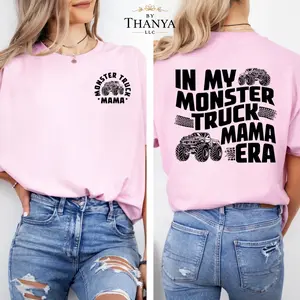 Monster Truck Mama T-Shirt – In My Monster Truck Mama Era Back Graphic Tee, Checkered Tire Track Off Road Mom Shirt, Mother’s Day Gift