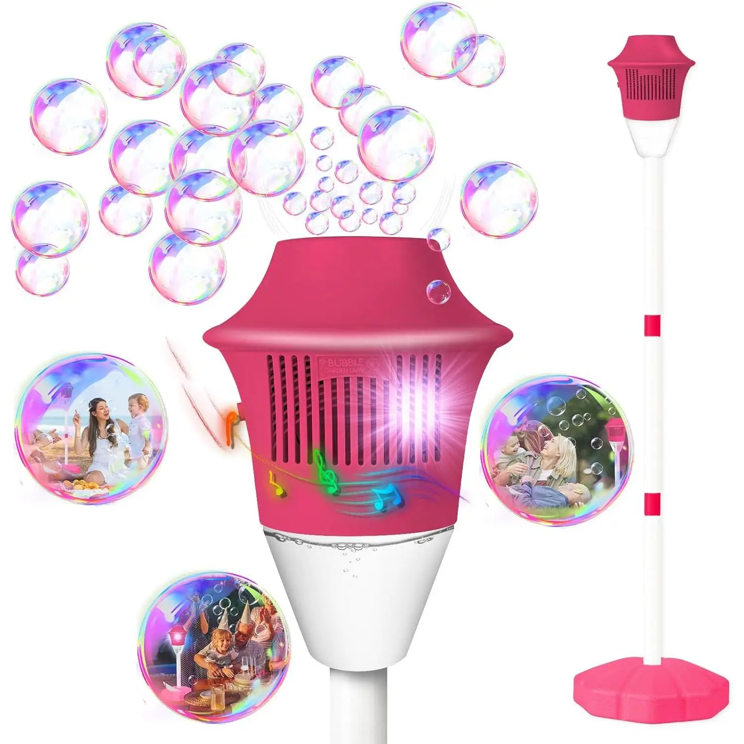 Bubble Machine with Light for Kids, Automatic Height 47" Vertical Bubble Maker, Battery Operated (Excluding Battery) Bubble Blower Outdoor Summer Toys