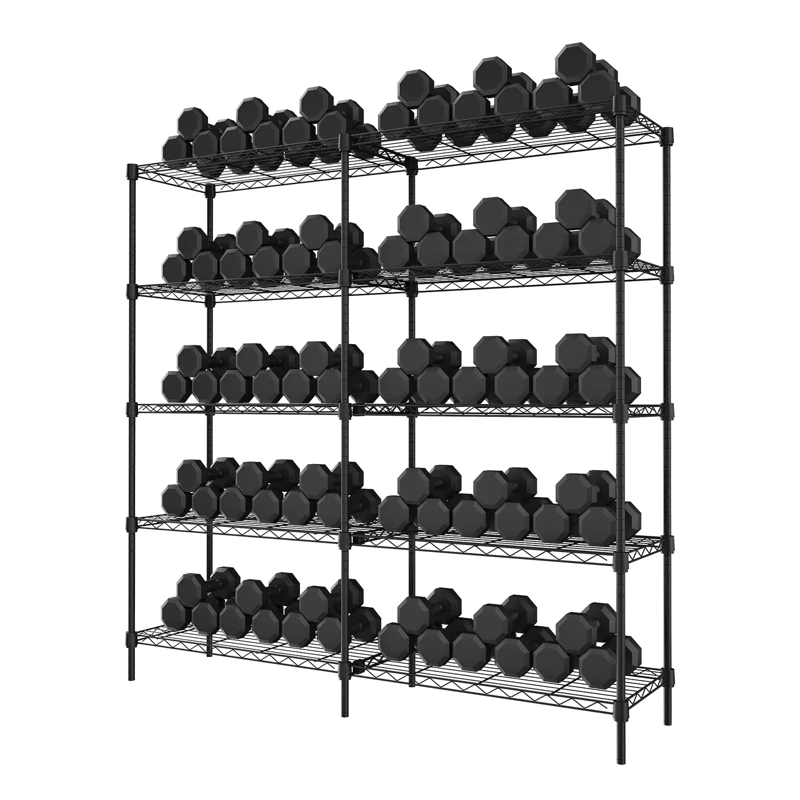 Garvee 59" W Storage Shelves Wire Shelving, 5 Tier Wire Utility Shelf Heavy Duty Metal Storage Shelves, Garage Shelving Rack for Pantry Kitchen Bathroom Closet, 59×13.8×59 in Black
