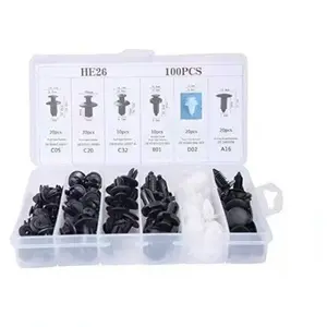 100pcs Automotive Plastic Retainer Clips Kit, 6 Types Universal Car Bumper Clips Fasteners, He26 Auto Push Pin Rivet Trim Clips Assortment