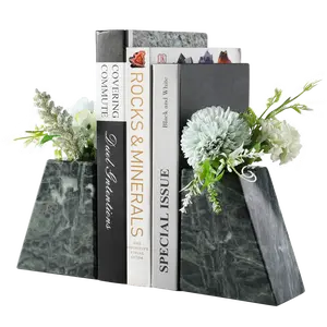 Trapezoid Vase Bookends - Marble (Indian Green)